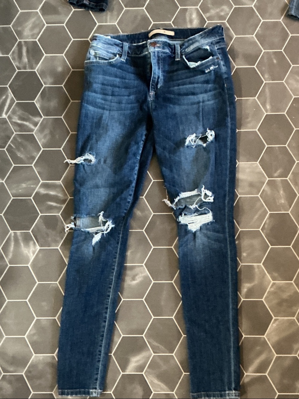 Joe's Jeans Women's Ripped Skinny Jeans - Dark Blue Wash
